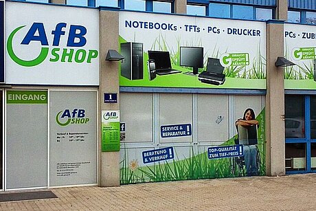 Gebäudeansicht des AfB - Ladens der Niederlassung in Wien
